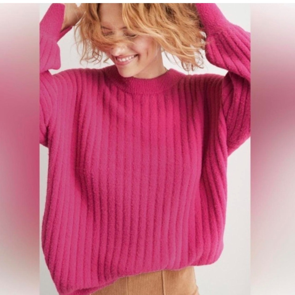 Aerie Fuchsia Crew Neck Sweater